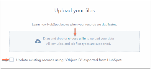 Uploading files window - HubSpot Snowflake